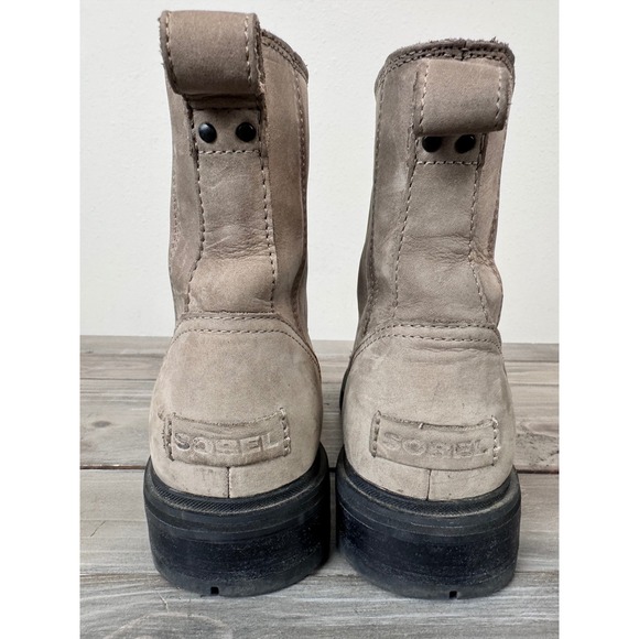 Sorel Lennox Lace Waterproof Tan Leather Booties Combat Size 8 Gorpcore Hiking - Picture 4 of 13